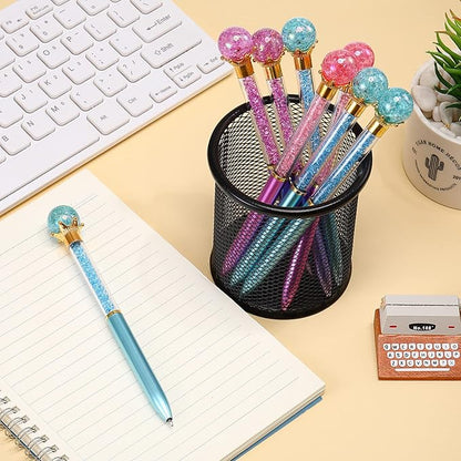 24 Pieces Big Crystal Diamond Pens Bling Ballpoint Pen Black Ink Rhinestones Pen for School Office Supplies Christmas Wedding Birthday Present, 4 Colors(Novel Style)