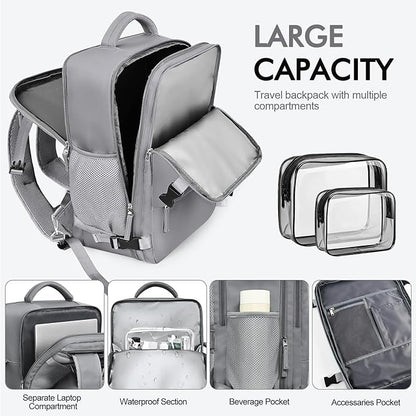 Travel Backpack for Women Men, Carry on Backpack Bag for Traveling on Airplane, Flight Approved Personal Item Size Backpack Luggage,Travel Essentials, Dark Grey