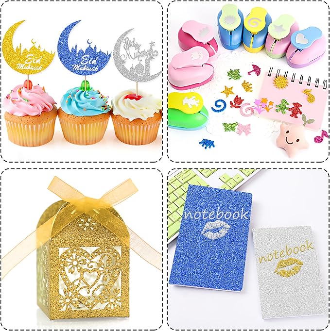 24 Sheets Blue Glitter Cardstock Paper, A4 Premium Sparkly Paper for Scrapbook, DIY Projects, Party Decoration, Gift Box Wrapping 250GSM/92lb