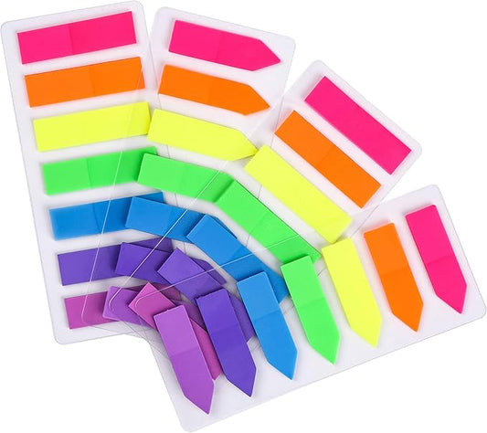 Lysas 4 Sets Neon Page Markers Colored Index Tabs, Fluorescent Sticky Note for Page Marker, 560pcs