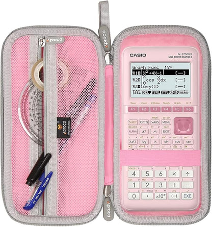 Aproca Pink Hard Storage Portable Case, for Casio fx-9750GIII, Standard Graphing Calculator