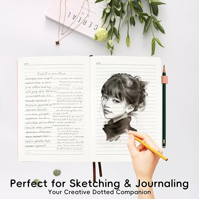 Lined Journal Notebook for Women Men, 192 Pages 100 GSM Thick Paper, Hardcover | Embossed Leather Journals for Writing, A5 College Ruled | Business, Work & School, 5.8"×8.5"(Pink)