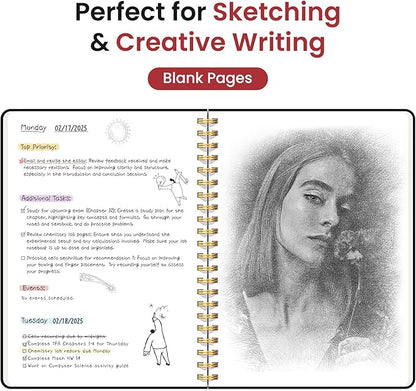 Taja Blank Spiral Journal Notebook for Women & Men, 140 Pages, Sketch Book, Plain Notebook for Drawing & Sketching, Journals for Creative Writing, A5(6"x8") - Black