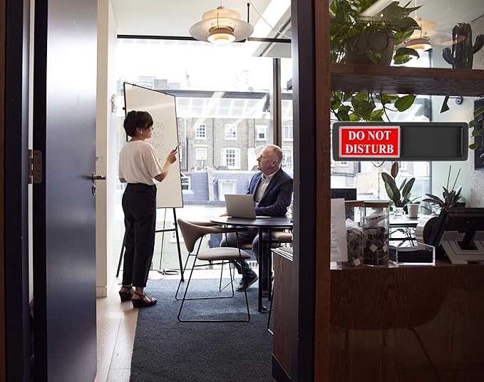 Do Not Disturb Sign, Privacy Door Sign, Please Knock Sign for Home Office Restroom Conference Hospital Hotel, Non-Scratch Magnetic Slider Door Indicator Signs, 7"×2" - Silver