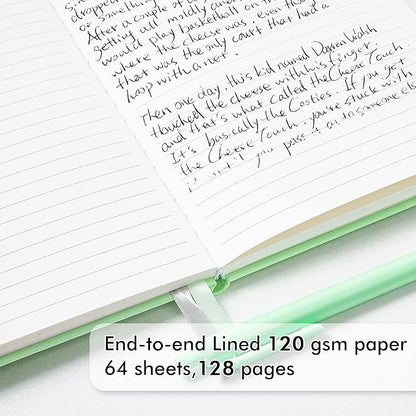 feela 3 Pack Hardcover Notebook For Women, Classic Ruled Lined Journal Set School Business Supplies, with 3 Black Pens, 120 GSM, 5.1”x8.3”, A5, Pastel Colors, Light Blue, Light Purple, Light Green