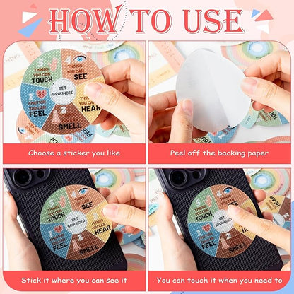 H1vojoxo 48PCS Breath Anxiety Sensory Stickers Anti Stress Textured Sensory Stickers Tactile Textured Mindfulness Sticker for Desk and Phone Stress Anxiety Relief Adhesive for Children Adults