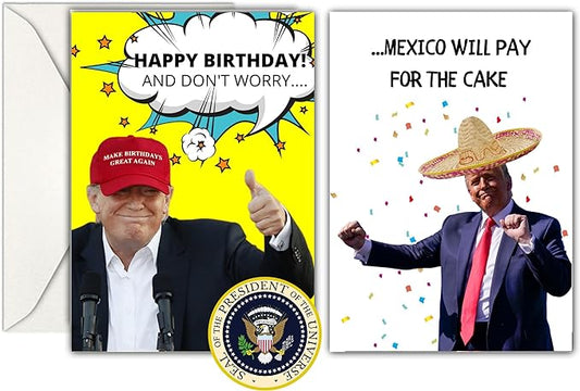 GIFTING GIGGLES Funny Donald Trump Birthday Card | Political Birthday Cards | Great President Gag Gift for 30th 40th 50th 60th 70th 80th 90th | Comes with Presidential Seal - MADE IN USA