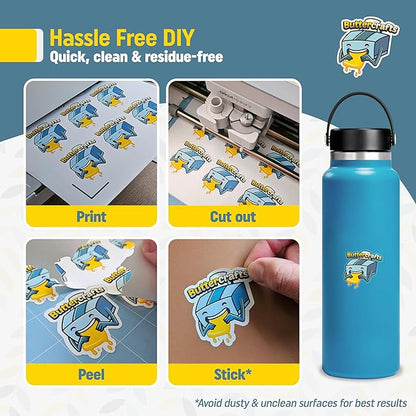 Clear Printable Vinyl for Inkjet Printer - Waterproof, 25 Sheets - Transparent Inkjet Printable Vinyl Sticker Paper Avoid Jams