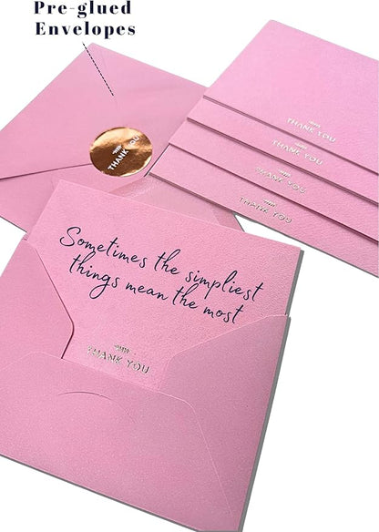 RUN2PRINT Thank You Cards with Envelopes and Stickers, Pack of 36