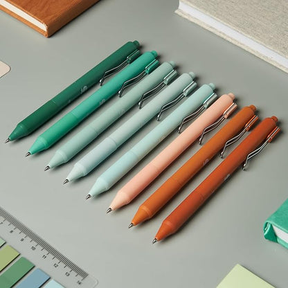 BLIEVE Gel Pens - Earthy, Matte Finish, Smooth Writing, No Bleed - For Journaling, Bible Notes, Drawing - Cute School Supplies, 8 Pack (Terracotta, Black Ink)