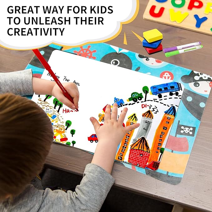 Set of 12 Small White Board Dry Erase Boards Classroom Pack 9" x12” Double Sided Personal Whiteboards for Students Teachers School Supplies Lapboards Mini Whiteboard Erasers Incl and Colors Pens