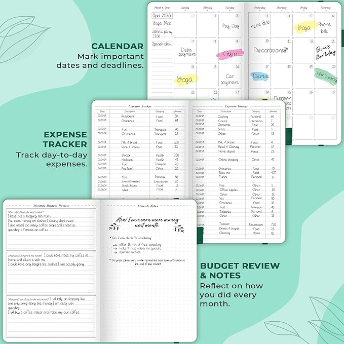 GoGirl Budget Planner – Monthly Financial Planner Organizer Budget Book. Expense Tracker Notebook Journal to Control Money, Compact (Emerald)