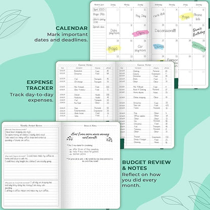 GoGirl Budget Planner – Monthly Financial Planner Organizer Budget Book. Expense Tracker Notebook Journal to Control Money, Compact (Emerald)