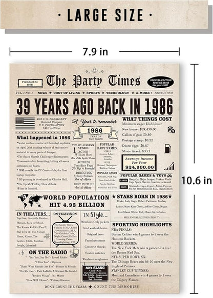 39th Birthday Card Gifts for Her Him, Happy 39th Birthday Decorations for Women Men, Large 39 Years Old Bday Card for Husband Wife