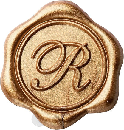 Yoption Initial R Wax Seal Stickers, 100 Pack Antique Gold Letter Self Adhesive Envelope Sealing Stickers for Wedding Party Birthday Christmas (R)