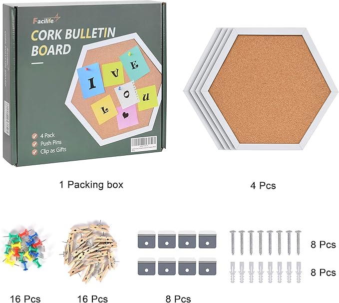 4 Packs Cork Board,Corkboards for Wall,Small Cork Board Decorations,Cork Boards for Walls with Frame, Decorative for Office, School & Home