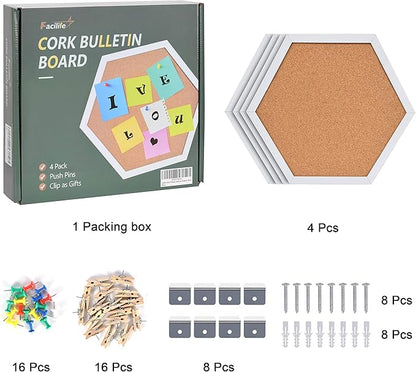 4 Packs Cork Board,Corkboards for Wall,Small Cork Board Decorations,Cork Boards for Walls with Frame, Decorative for Office, School & Home