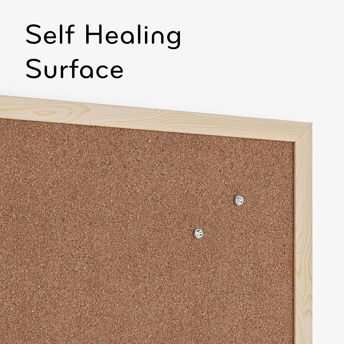 U Brands Cork Bulletin Board, 17 x 23 Inches, Light Birch Wood Frame (265U00-01)