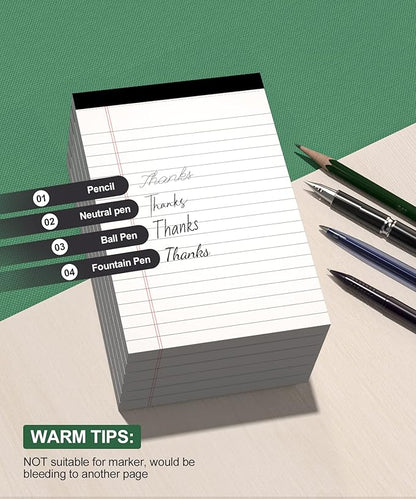 8 Pack Note Pads 4x6 Inch, White Mini Legal Pads, Small Writing Pads, Notepads of College Ruled Paper, Lined Paper Pads, Scratch Pads Mini Notepad for Grocery List, To-Do List, 30 Sheet/Notepad