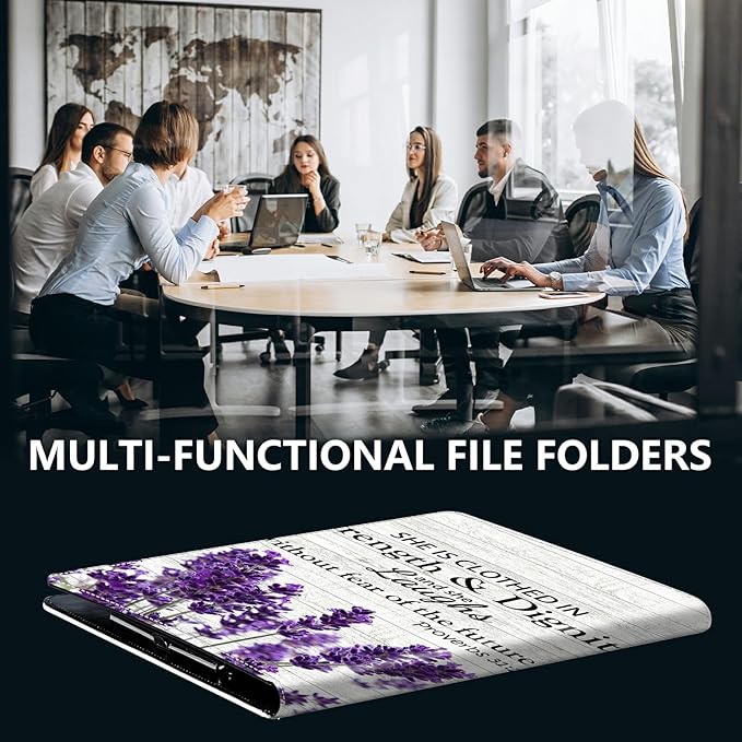 PU Leather Padfolio Folder Clipboard Portfolios Organizer Conference Document Organizer with Business Card Holder Storage Clipboard Writing Pad,Purple Lavender