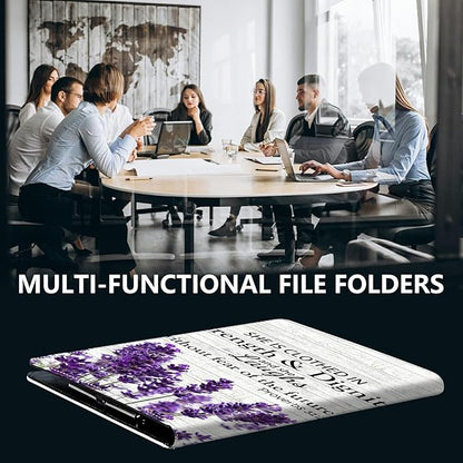 PU Leather Padfolio Folder Clipboard Portfolios Organizer Conference Document Organizer with Business Card Holder Storage Clipboard Writing Pad,Purple Lavender