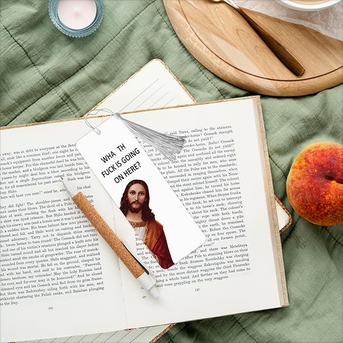 8 Pack Peeking Jesus Bookmark, Peeking Jesus is That Smut Bookmark, Peeking Jesus I Saw That Bookmark, Whatcha Doin'? (Silvery)