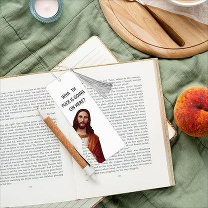 8 Pack Peeking Jesus Bookmark, Peeking Jesus is That Smut Bookmark, Peeking Jesus I Saw That Bookmark, Whatcha Doin'? (Silvery)