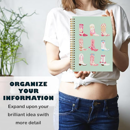 BearCake Cowgirl Boot Notebook, Cowgirl Stuff, Cowgirl Gifts, Western Office Supplies, Western Stuff for Women, Boho Western Notebook Journal 5.5x8.3 green