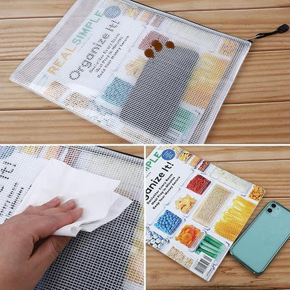 EOOUT 24pcs Mesh Zipper Pouch Bags, Plastic Zipper Bag for Organizing 13.5x9.5 Inches Letter Size, A4 Size, for Office Supplies