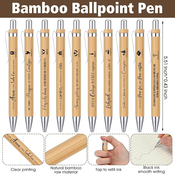 30 Set Spanish Christian Gifts Bulk Religious Notebooks with Bible Verse Pens,Inspirational Spiral Prayer Journal and Pen Set Church Gifts for Women Men Sunday Church Party (Kraft)