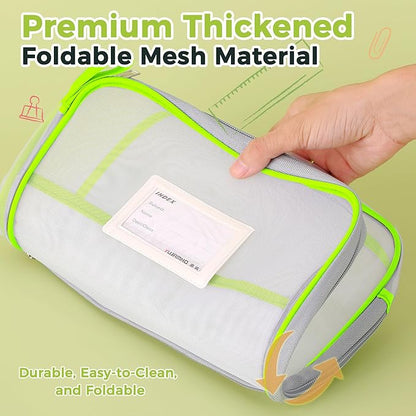 Pendancy Mesh Zipper Pouch 14.8x10.8 in Transparent Lightweight Nylon File Folders, A4 Size Multi-Layer Subject Document Organizer Accessories Storage Bag for Office and School Supplies(Yellow)