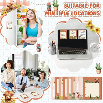 Sabary 9 Pads Sticky Notes 3.15 x 3.94 Inches Cute Self Sticky Note Pads Colored Adhesive Notepad for Memo Reminder Journal Studying Office Home Gift(Highland Cow)