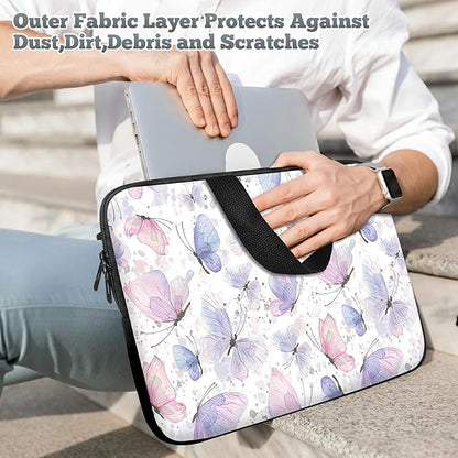 Universal Tablet Laptop Sleeve Case 10 inch, Pink Purple Butterfly Slim Carrying Case Durable Handbag Travel Laptop Bag for 7 to 10-inch Laptops/Notebook/Kids Tablet/ipad/eBook Readers