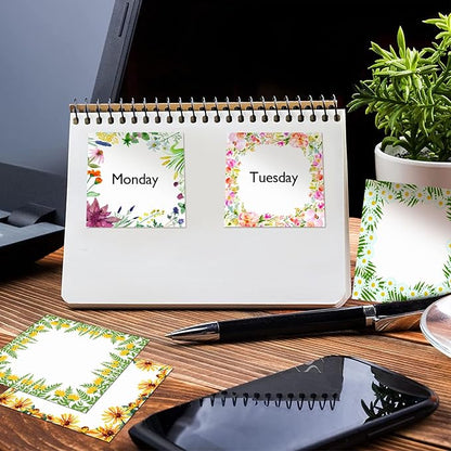 9 Pieces Spring Wreath Sticky Notes Flower Notes Pads Self-Adhesive Floral Sticky Memo Notes for Spring School Work Office Home Supplies Students Teachers Present