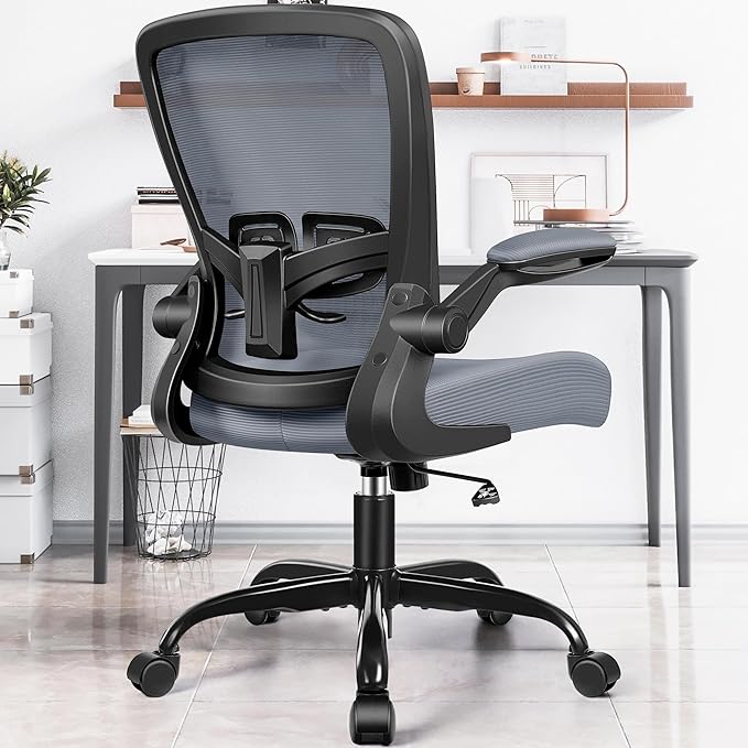 FelixKing Office Chair, Ergonomic Desk Chair with Adjustable Height and Lumbar Support Swivel Desk Computer Chair with Flip up Armrests for Conference Room (Dark Gray)