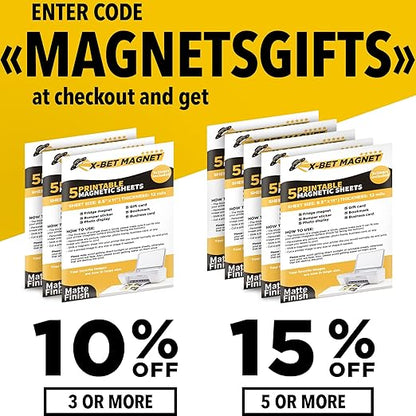 X-bet MAGNET Inkjet-Optimized Printable Magnetic Sheets - 8.5x11 Magnet Paper for DIY Stickers, Decorations, Labels - Easy to Print, Cut & Create Your Own Magnets (Glossy, 7pcs)