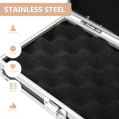 ERINGOGO Aluminum Attache Case - 7inch Lock Metal Briefcase with Ripple Foam, Hard Aluminum Carrying Case for Men, Universal Portable Tool Case for Laptop/Luggage/Instrument, Black