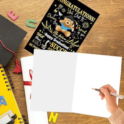 Congratulations Graduation Card, Graduation Gifts for Men, Women, Boys, Girls – Inspirational Quotes with Cute Teddy Bear Design – Celebrate Success and Achievement