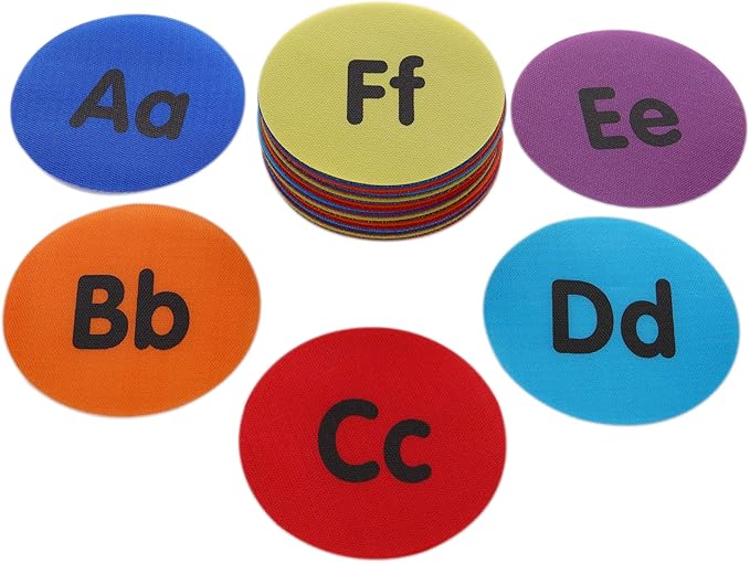 Carpet Markers 5" for Kids, Multicolor Spot Circle Markers for Classroom Teachers, Preschool and Kindergarten (26 Packs of Alphabet)