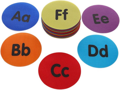 Carpet Markers 5" for Kids, Multicolor Spot Circle Markers for Classroom Teachers, Preschool and Kindergarten (26 Packs of Alphabet)
