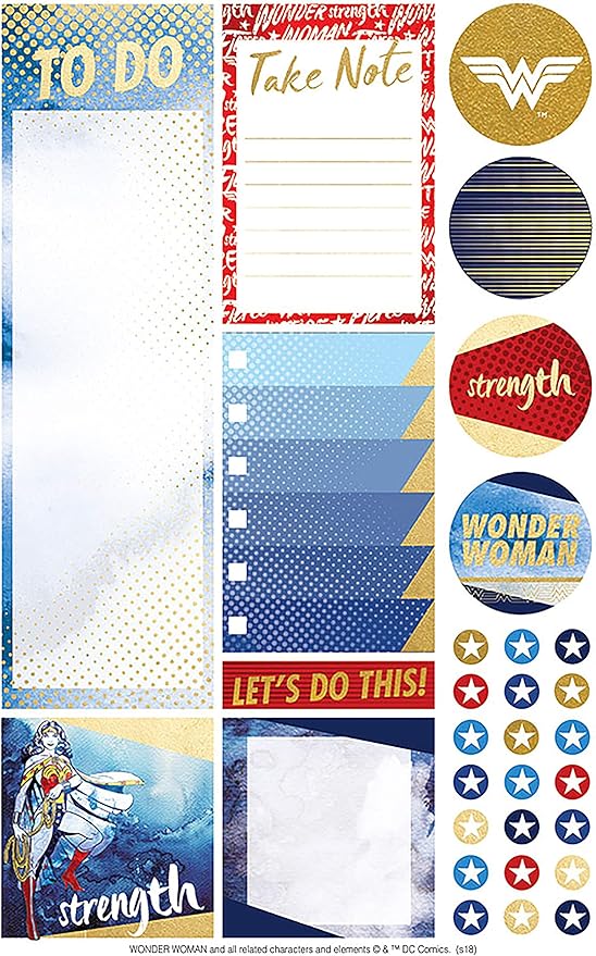 Paper House Productions STPL-0018 Wonder Woman Weekly Kit Planner Stickers, 3-pack, 3 Count