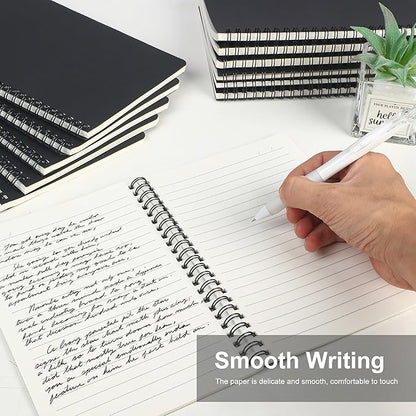 miikoul 60 Packs A5 Spiral Notebooks, Black Ruled Notebooks Bulk, 8.3"×5.5", 60 Sheets/120 Pages, Hardcover Lined Journal Notepad Travel Notebooks for Office and School Supplies