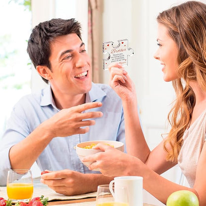 Brother Gifts - Engraved Acrylic Block Puzzle Brother Gift 4.1 x 3.5 inch - Cool Brother Gifts from Sister, Brother - Paperweights Birthday, Christmas, Graduation Gifts for Big Brother, Little Brother