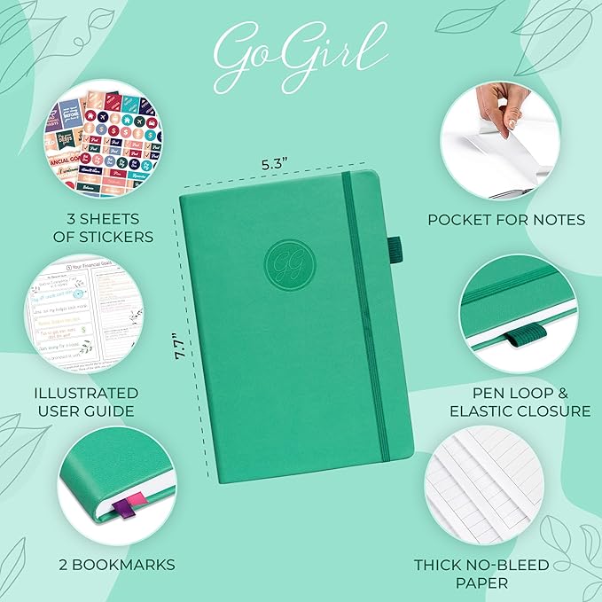 GoGirl Budget Planner – Monthly Financial Planner Organizer Budget Book. Expense Tracker Notebook Journal to Control Money, Compact (Emerald)