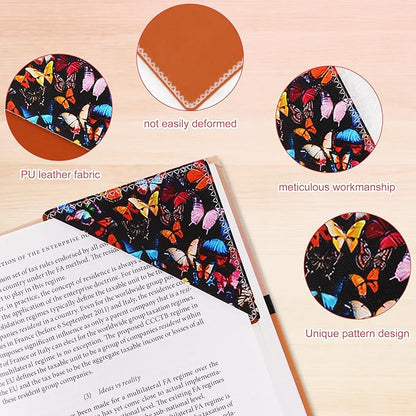 4 Pieces Leather Bookmarks, Cute Book Accessories for Reading Lovers, Page Markers for Women Men Kids Students Teachers Retirement Birthday Gift (Butterflies)
