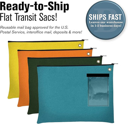 BankSupplies Canvas Interoffice Mailer, 14 oz. - 14W x 11H - Orange - Transit Bag - Large Zipper Bag with Grommet - Use with Padlock or Zip Tie for Security - Interoffice Mail Bag