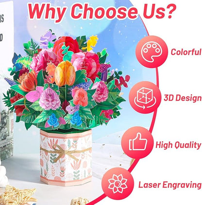 Get Well Soon Card for Friends, Popup Greeting Cards Thinking of you Gift Care Gift Card for Women Thanksgiving, Thank You, Bday Gift, All Occasions Card 8.5" x 8"