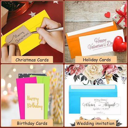 500 Pcs #10 Business Envelopes Adhesive Standard Envelopes Colored Envelopes for Office Check Invoices Letters Letterhead Invitations Announcements 4-1/8 x 9-1/2'' (Neon Color)