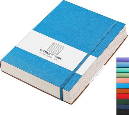 AHGXG Lined Journal Notebook - Thick Journal 320 Pages, A4 Large Notebook College Ruled, 8.5''×11'', 100gsm Thick Paper, Leather Softcover Notebook for Work School - Blue