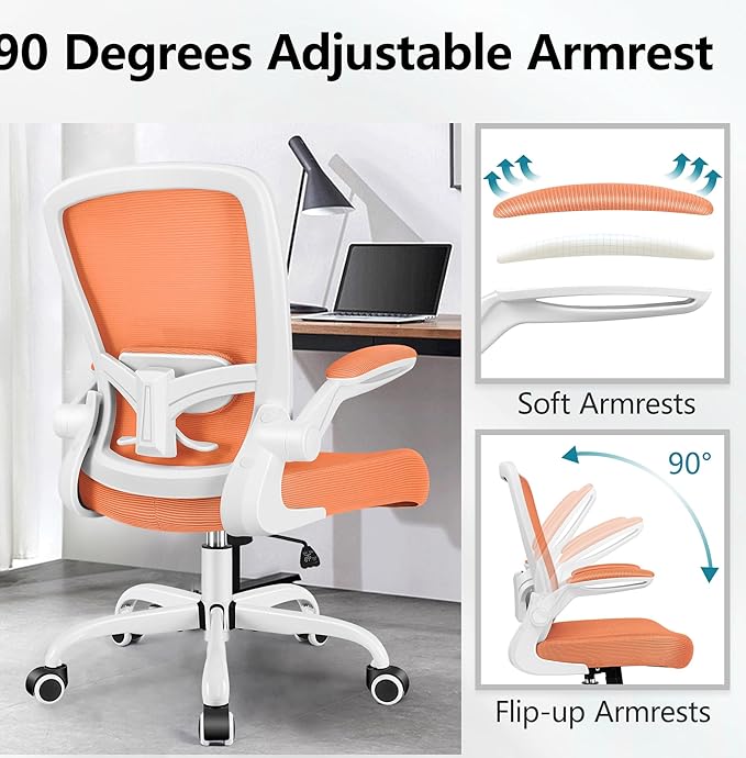 FelixKing Office Chair, Ergonomic Desk Chair Breathable Mesh Chair with Adjustable High Back Lumbar Support Flip-up Armrests, Executive Rolling Swivel Comfy Task Computer Chair for Home Office